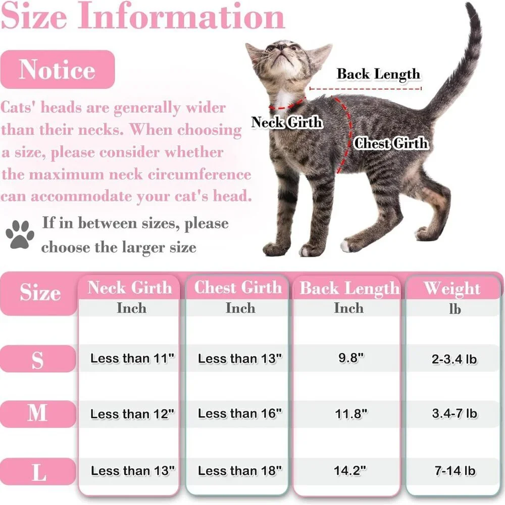 Large Cat small dog Pink Surgical Recovery Suit No more Cones Breathable